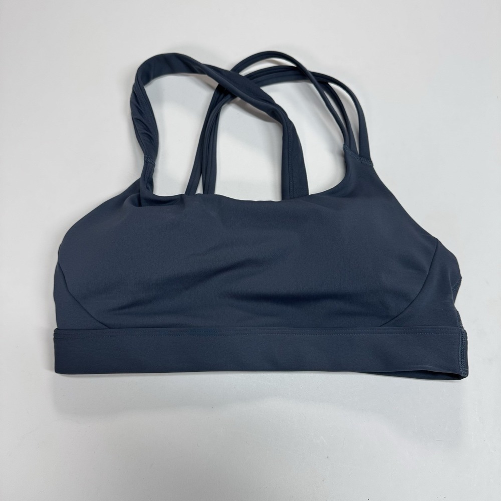 Athleta Sz S Grey Sports Bra Strappy Back Yoga Workout Gym Active